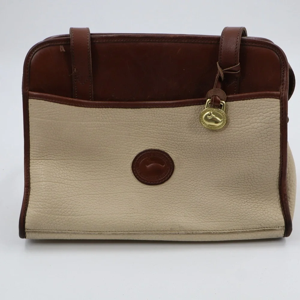 Dooney & Bourke All Weather Leather‎ Tote Bag Womens Cream Tan Vintage USA